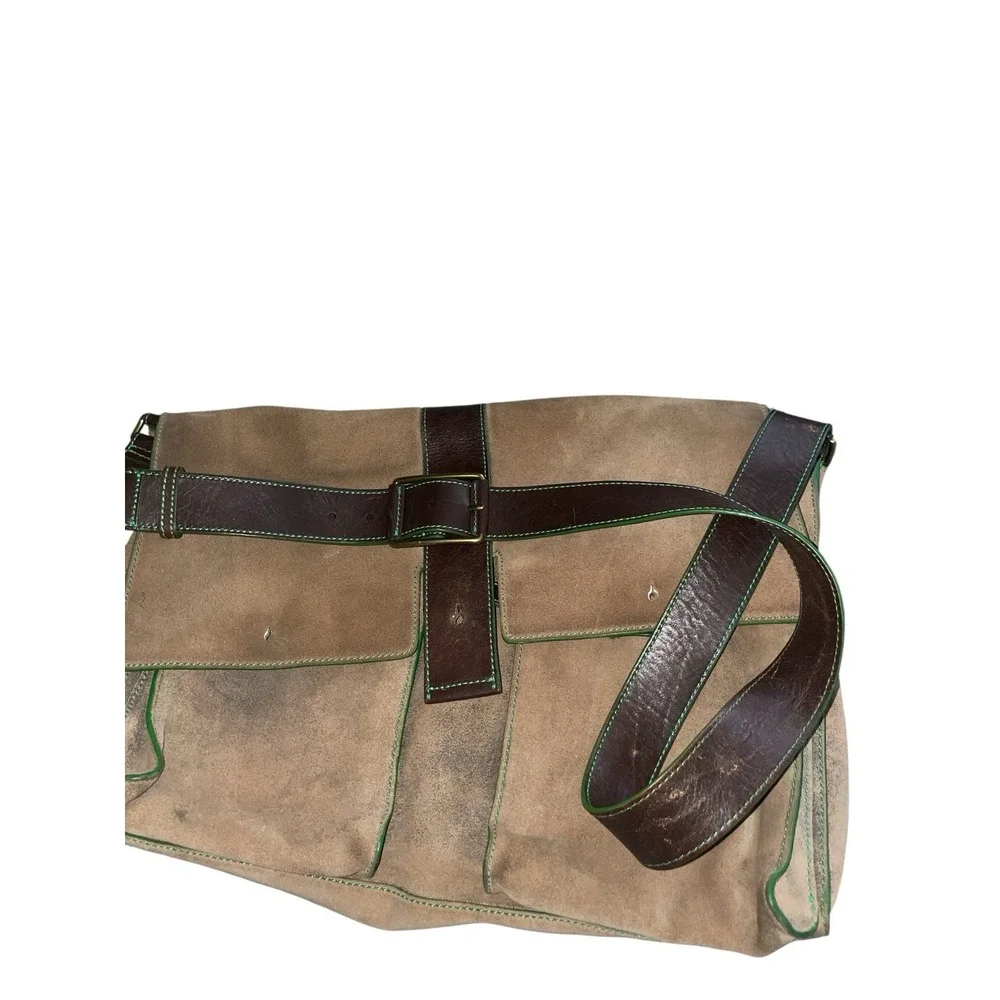 Lambertson Truex Suede Large Messenger/ Laptop Bag Heavy Clean‎